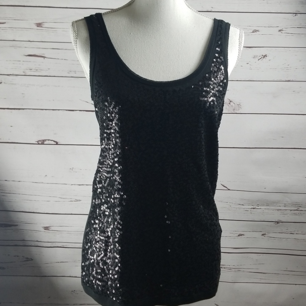 Black Sequin J.Crew Top Size M